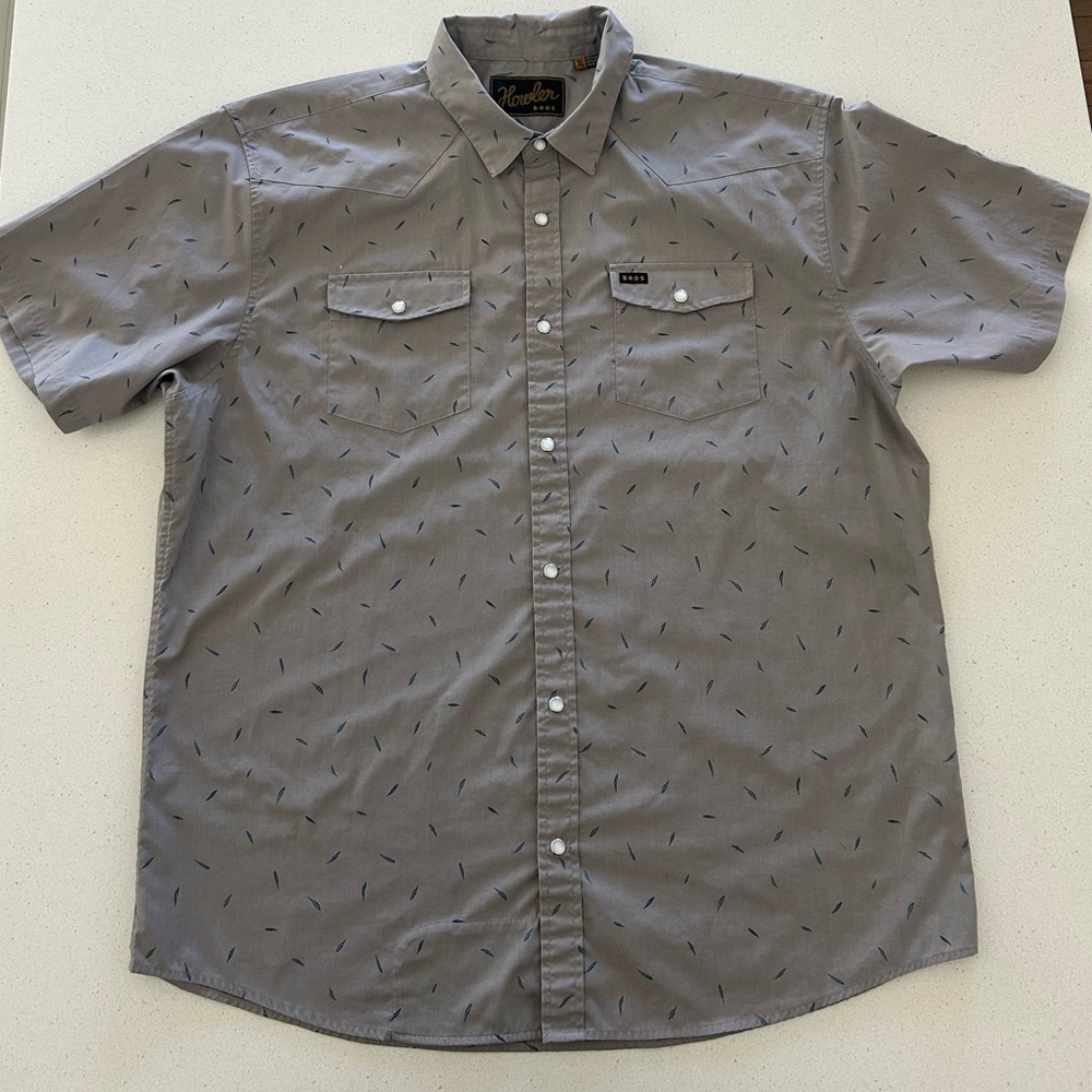 Howler Brothers Gray Patterned Button Down Shirt … - image 1